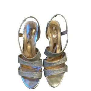 Glitter Heels Silver Metallic Slingbacks